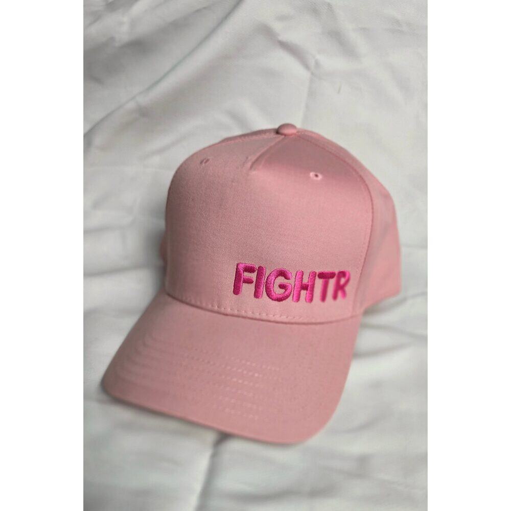BSH5 FIGHTR Light Pink Canvas Trucker Hat w/ Hot Pink Embroidery